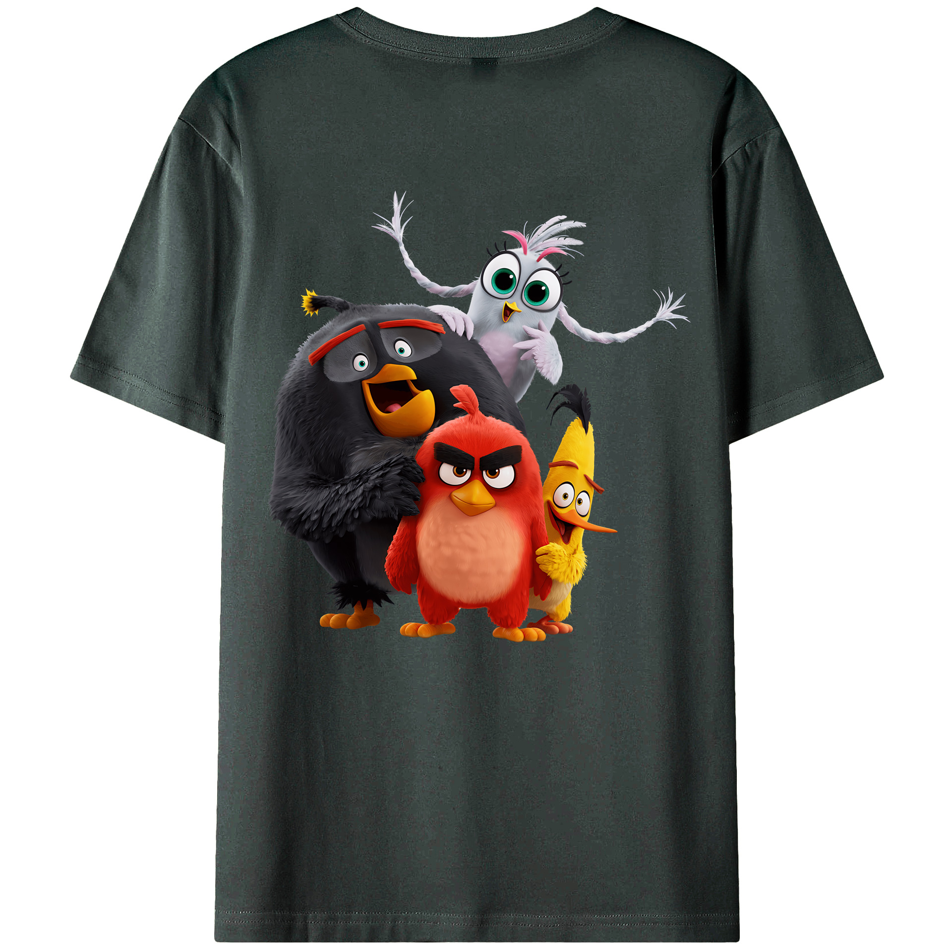 （画像用） Angry Birds アングリーバード 綿100％ メンズ半袖Tシャツ（バックプリント） 通気性